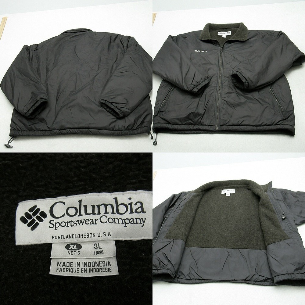 Columbia Jacket Mens XL Black Lined Insulated Full Zip Insulated Light VTG 90s